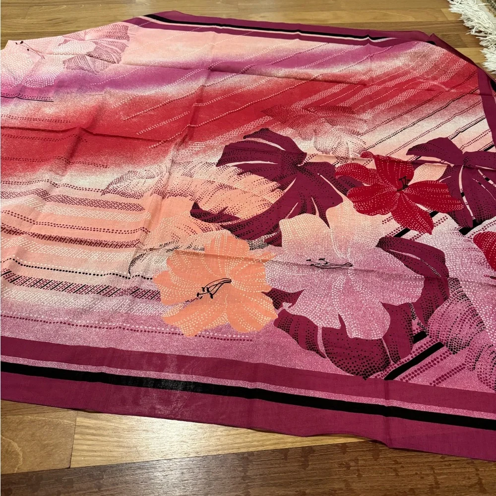 Dior Pink and Red cotton Floral Scarf wrap